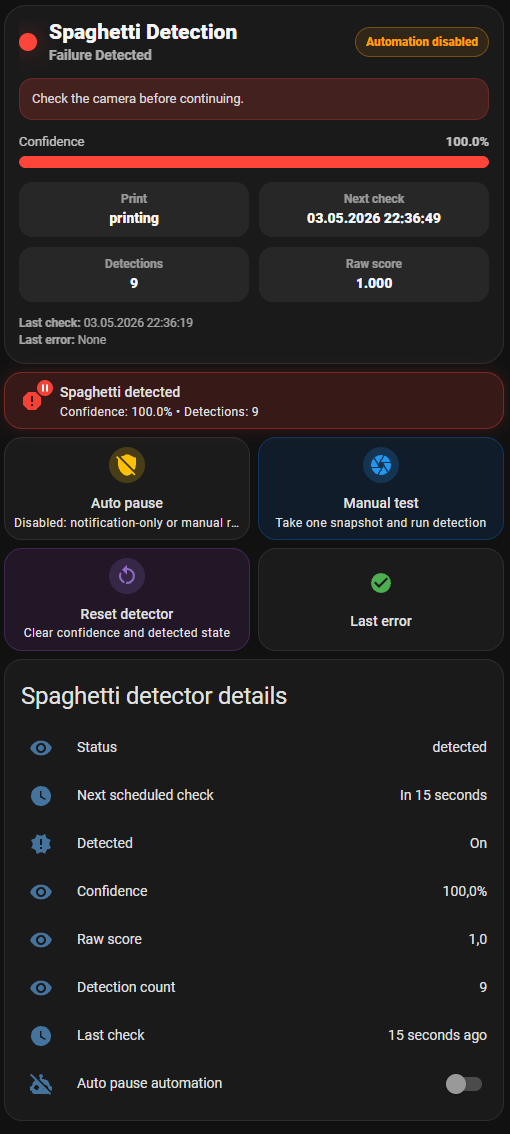 Enhanced dashboard detected failure